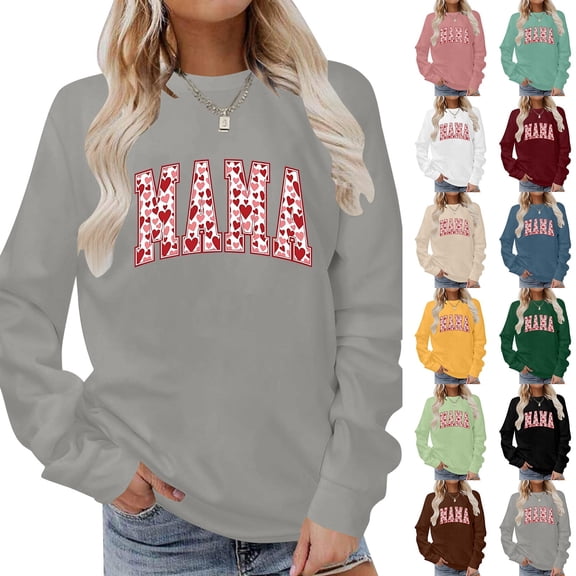 Valentine's Day Sweatshirt for Women 2026 Love Heart Graphic Pullover Crewneck Long Sleeve Tops Valentines Sweatshirt Beige L