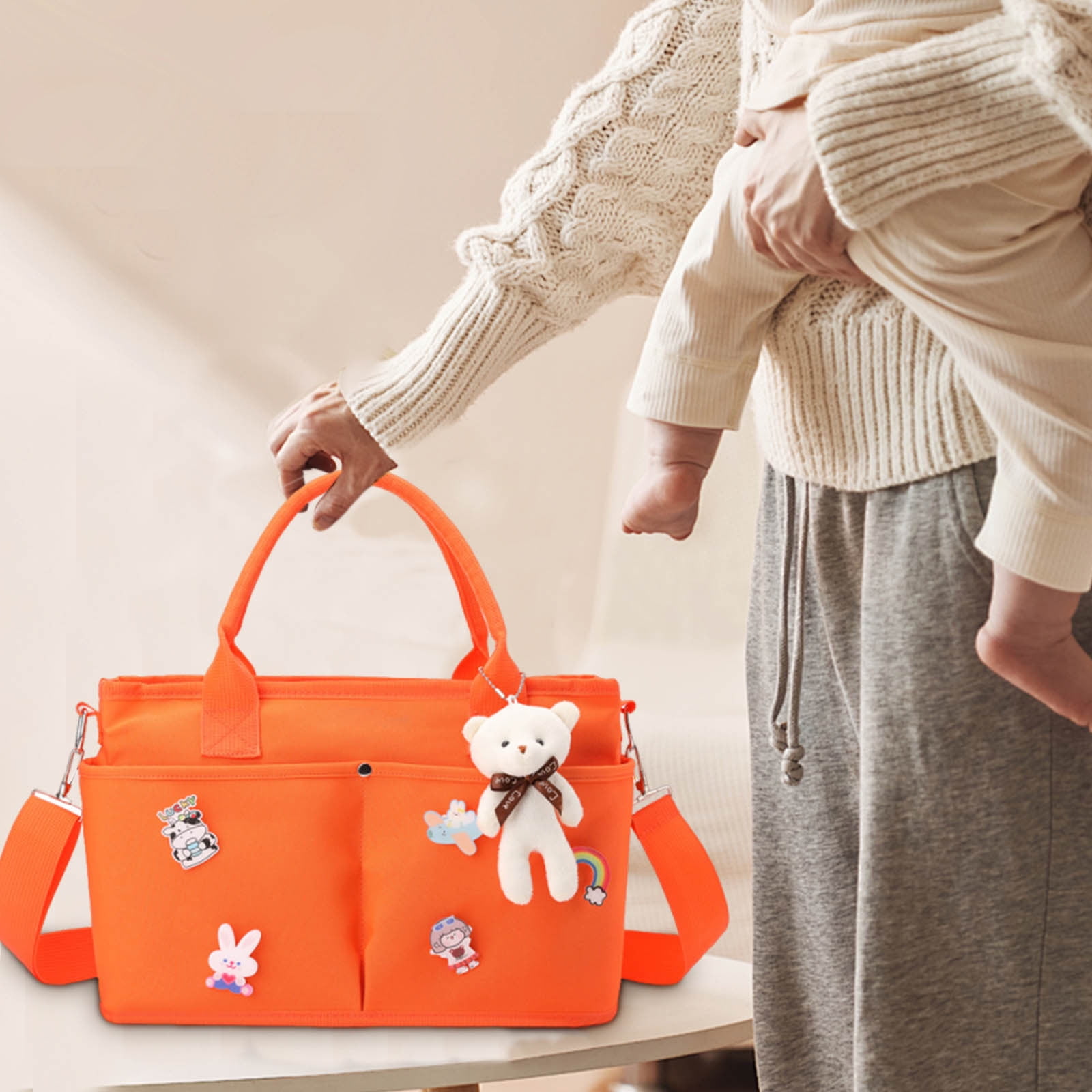 CasaChic Large Capacity Infant Diaper Bag, Multi-Functional Nylon Backpack with Insulated Pockets, Stroller Straps & Pendant Brooch, Waterproof for Travel Shopping