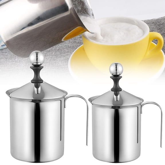 13oz / 400ml Stainless Steel Manual Milk Frother,Hand Pump Coffee Frother with Filter Screen for Cappuccino,Latte & Hot Chocolate