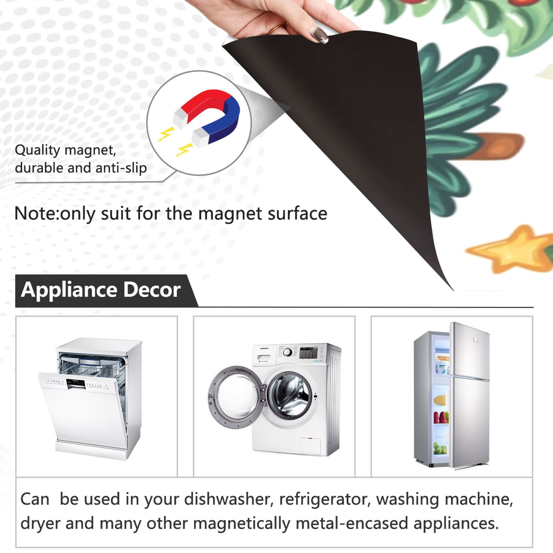 Dishwasher Magnetic Sticker 23x26 Inch Refrigerator Magnetic Sticker Washing Machine Magnetic Sticker Kitchen Panel Magnetic Sticker Home Decor Christmas Tree Seamless