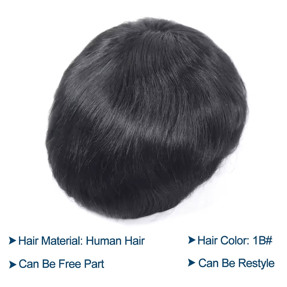 100% Human Hair Mens Lace with PU Toupee for Men Wig Replacement System Male Wig Hairpiece Australia Base 7x9inch