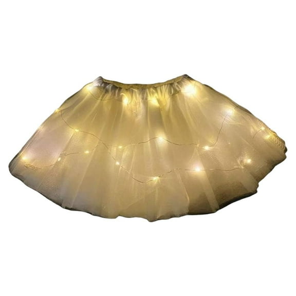 Led Skirt for Women, Women Tutu Skirt LED Light Up, White Tulle Light Up Skirts Knee Length Tutu, for Rave Festivals and Parties R3C1