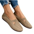 thumbnail image 4 of Khaki Women'S Shallow Mouth Design Work Shoes Flying Woven Solid Color Round Toe Breathable Low Top Soft Bottom Flat Comfortable Walking Shoes Mesh Upper, 4 of 5
