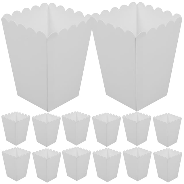 ColoMX 40 cajas desechables de palomitas de maíz blancas, a prueba de grasa, patatas fritas, nuggets de pollo, recipientes desechables para aperitivos para noches de cine, eventos de fiesta