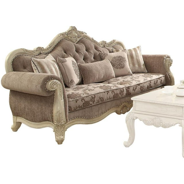 ACME Canapé Ragenardus en Tissu Gris & Blanc Antique