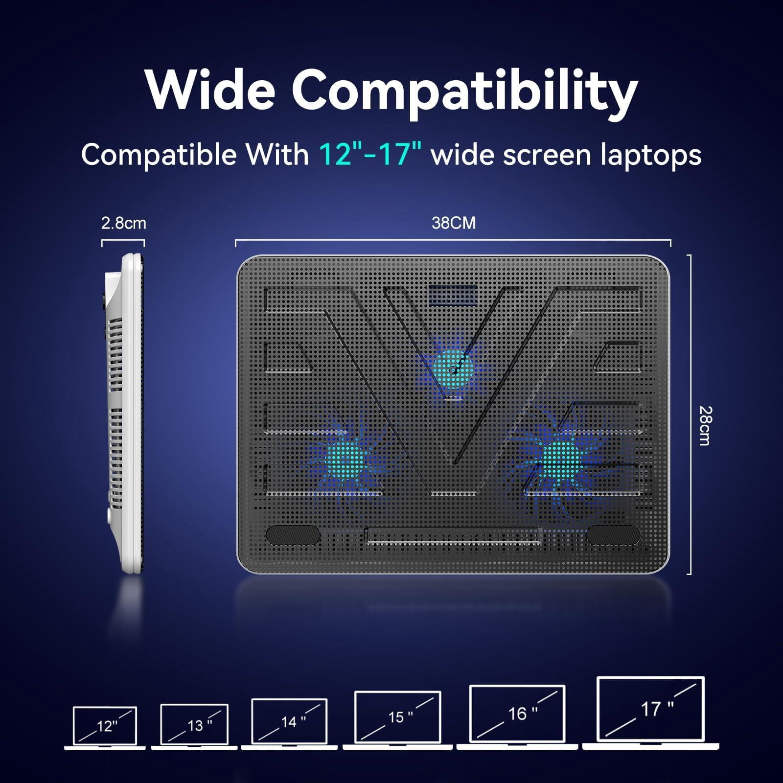 Laptop Pad  Portable Slim Quiet Usb Notebook Cooler Stand Chill Mat With 3 Blue Led Fans Fits 12-17 Inches (white)