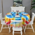 thumbnail image 2 of Colorful Rainbow Tie Dye Spiral Pattern Round Tablecloth 60"x60",Wrinkle Wipeable Table Cloth for Kitchen Dining Room Picnic Patio Party, 2 of 6