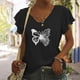 thumbnail image 3 of Camiseta informal para mujer, blusa estampada con volantes, manga corta, cuello en V, Tops Fridja ghk7127, 3 of 5