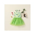 thumbnail image 4 of Kiapeise 9M-4T St. Patrick Day Outfits Toddler Baby Girls Clover Sleeveless Dress Tulle Tutu with Headband Four Leaf Clover, 4 of 7