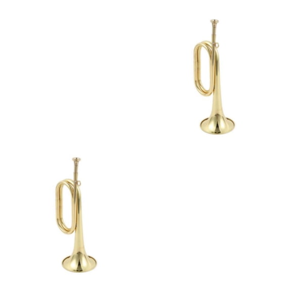 Billuyoard Casa adultos niños portátil Metal B Flat Bugle llamada batalla trompeta fiesta desfile marcha banda trompetas instrumento de viento Mostrar como imagen 2Conjunto