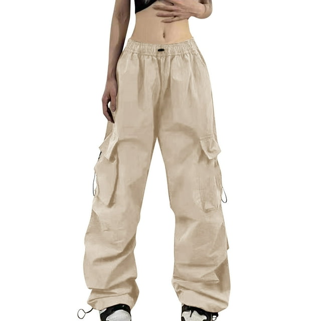 Cargo Pants for Women Elastic Waist Drawstring Hiking Pants with Pockets