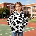 thumbnail image 6 of CINVREST Teen Girls Cow Print Hoodie Faashion Long Sleeve Hooded Pullover Top Warm Casual Oversized Hoodie With Pocket (13 Years, Black-03), 6 of 7
