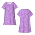 thumbnail image 5 of Lafuoo Lilac Glittering Pattern Women's Short-sleeved Nightdress, Knee-length Pullover Nightgown, Summer Home Wear-3X-Large, 5 of 8