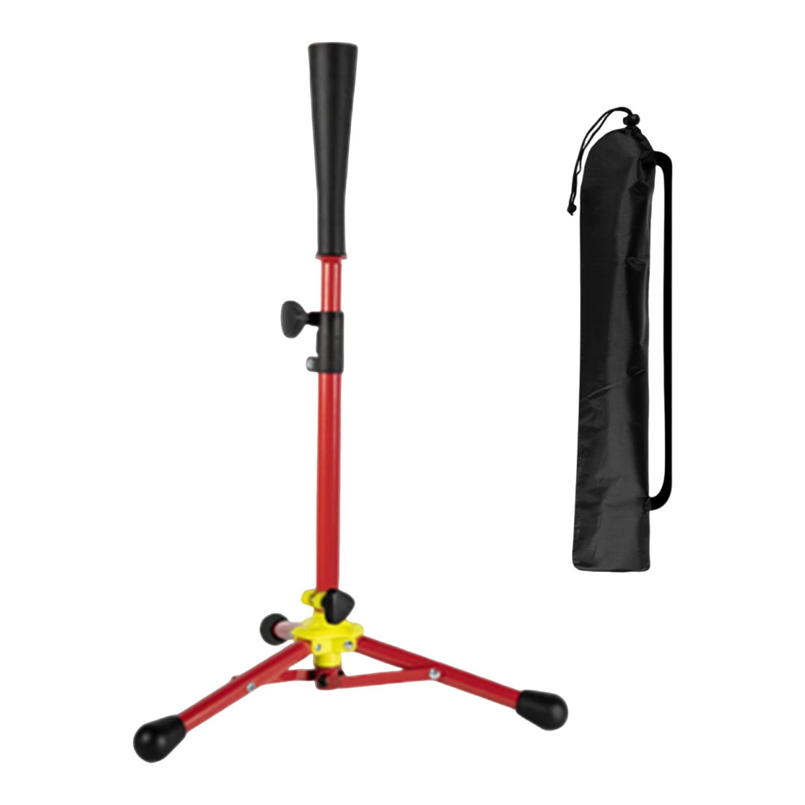 funtasica Baseball Batting Tee Adjustable Tripod Stand Adult Softball Training Tee Portable Foldable Iron Silicone Rubber Base Suitable for Coaches Indoor Outdo Red