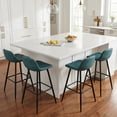 thumbnail image 3 of Cortesi Home Rain Counterstools in Teal Faux Leather, Black Base (Set of 2), 3 of 7