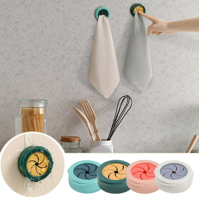 Spring Home Decor Self Adhesive Towel Hook Rag Storage Rack Towel Stopper Dish Cloth Hook Perforated Rag Stopper Hand Towel Storage Home Decoration For Work From Home Gifts