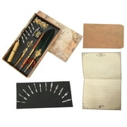 Feather Pen Set Retro British Creativity Writing Suit for Business Couple Elder Teacher GiftDark Green