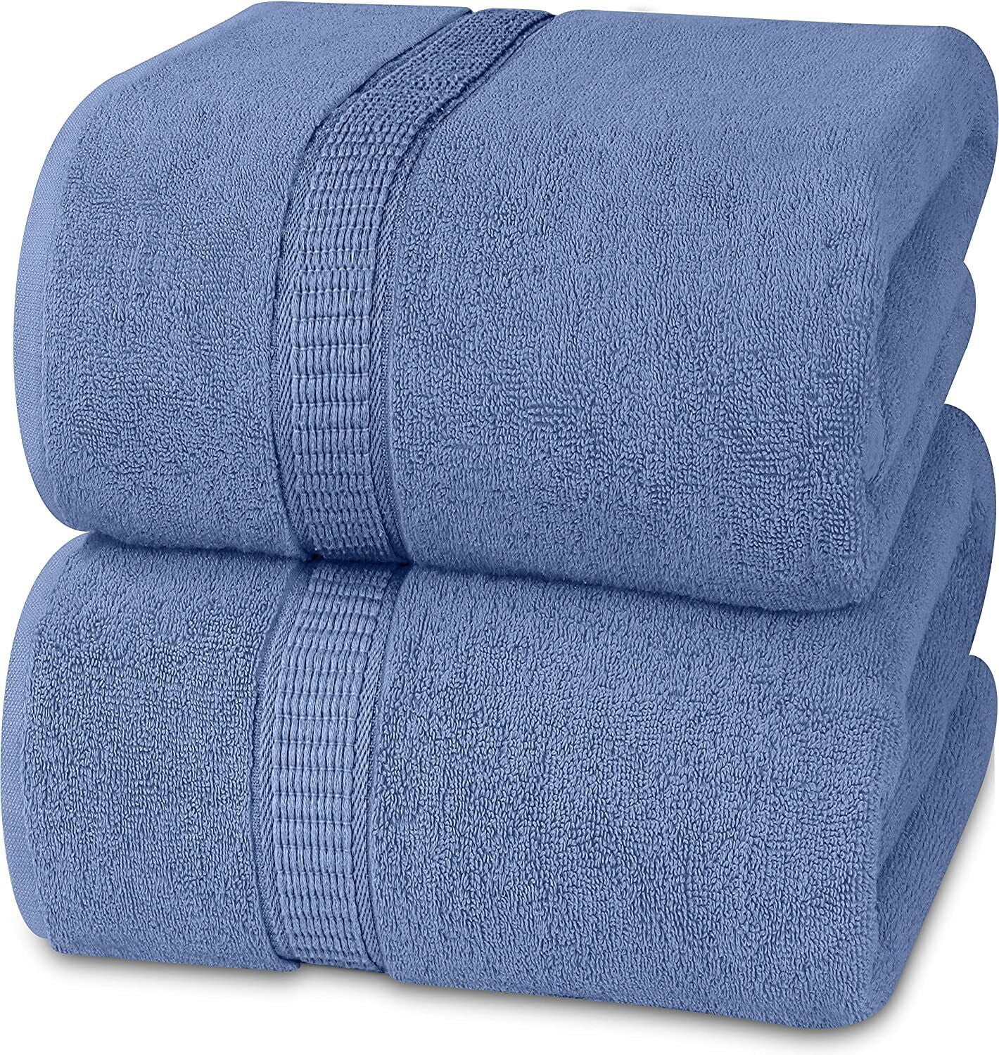 Junsey 4 Pcs Oversized Bath Towels Extra Large 35x70 Inches Bath Sheet 600  GSM Quick Dry Towel for Bathroom Ultra Soft Hotel Absorbent Towels Set Blue
