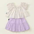 thumbnail image 6 of Placlothes Floral Cotton 2 Piece Cute Tops and Skirt Outfits for Little Girls and Big Girls Summer Fall Sets with Bow Birthday Kids Purple Size 5-6T, 6 of 9