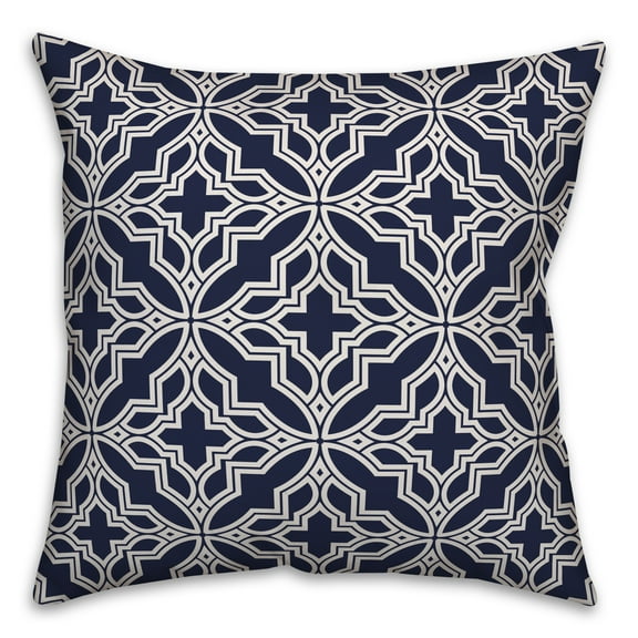Creative Products Navy and White Geo Quatrefoil 20x20 Spun Poly Pillow