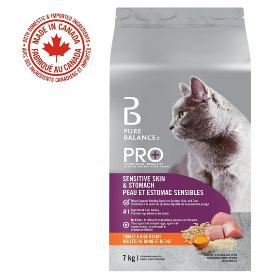 Pure Balance Pro+ Sensitive Skin & Stomach with Turkey & Rice Dry Cat Food 3kg