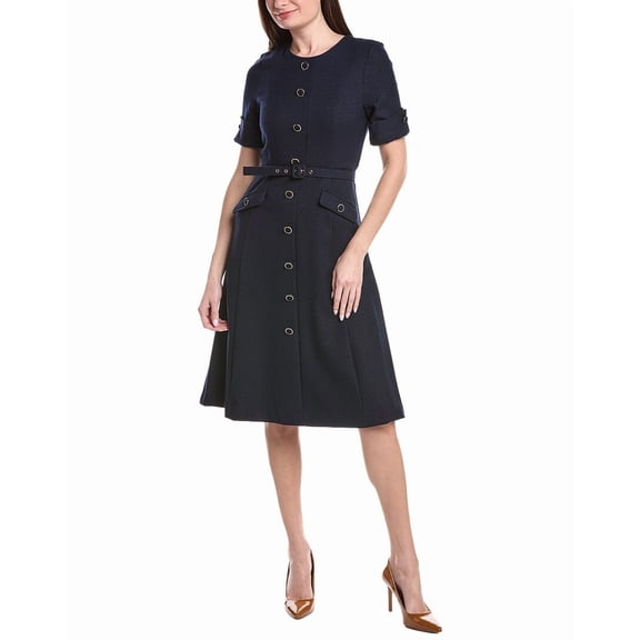 Tahari ASL womens  Midi Dress, 2, Navy