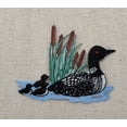 thumbnail image 2 of Divers Loon in Cattails - Bird/Chicks in Water - Iron on Embroidered Patch Applique, 2 of 2