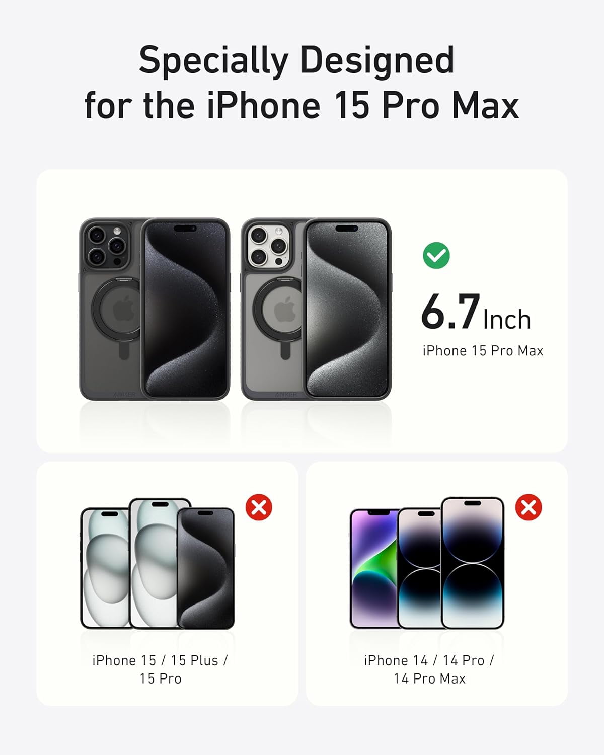 Anker Anti-Slip Charging Cell Phone Case for Apple iPhone 15