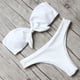 thumbnail image 2 of Gibobby Conjunto de Bikini Traje de baño Conjunto sexy Bikini para mujer Corte de corbata Bandeau Pieza sólida Traje de baño de dos lazos Conjunto de tan(Blanco,G), 2 of 3
