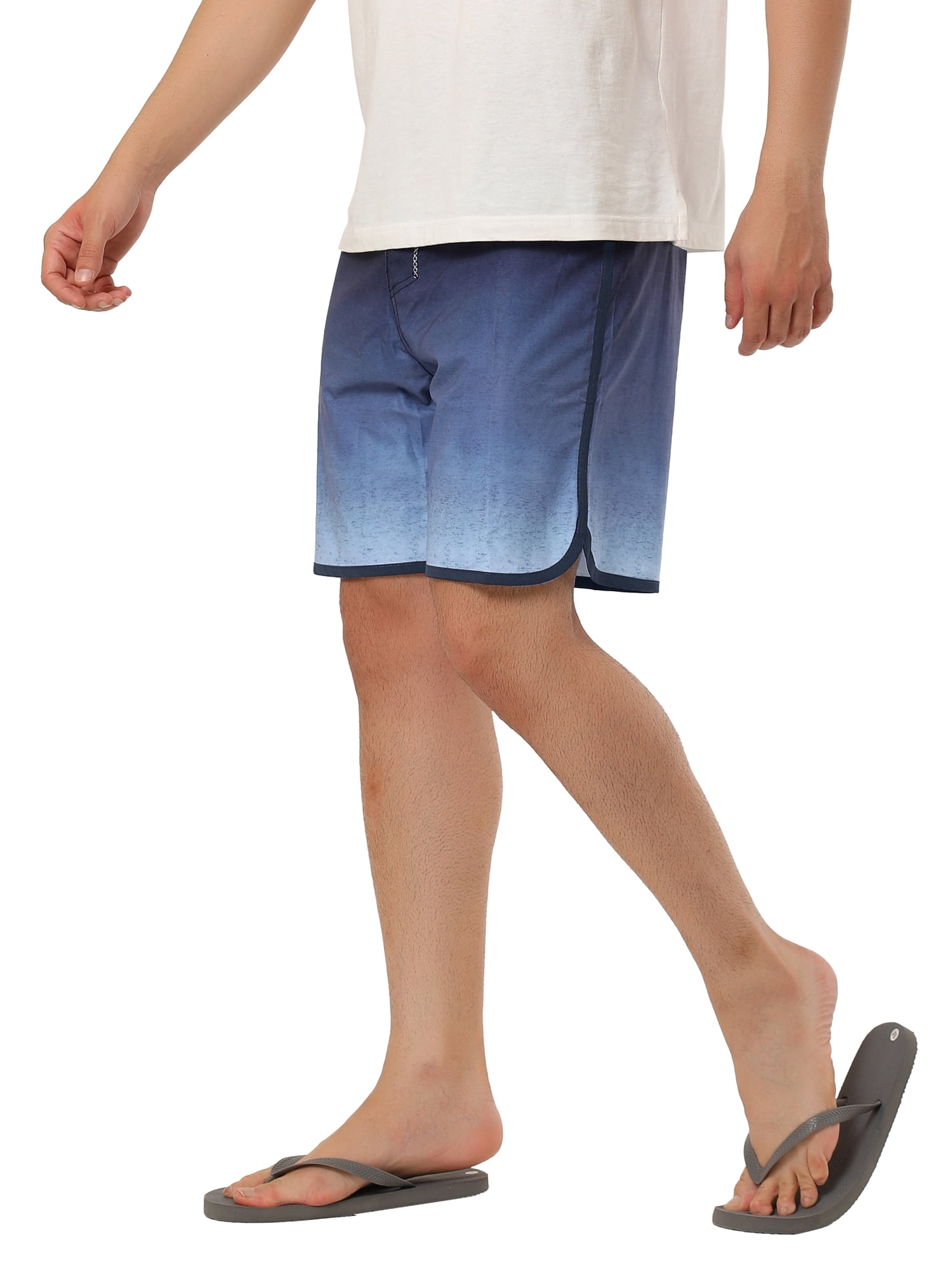 Unique Bargains Men's Summer Swim Color Block Drawstring Beach Board Shorts 32 Black Navy