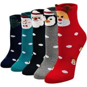 ZFSOCK Kids Ankle Crew Socks Cotton Cute Animal Funny Holiday Xmas Socks Size 2-11 Years,5 Pairs