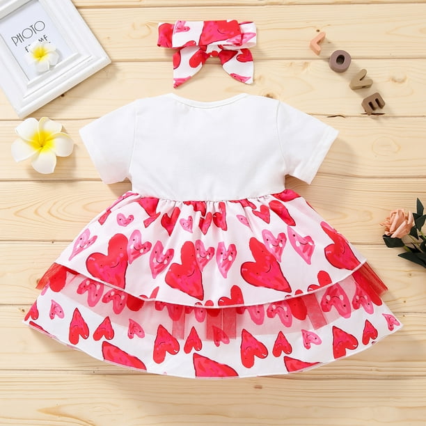 LSLJS Newborn Baby Girls Valentine s Day Heart Print Romper Dress