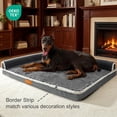 thumbnail image 4 of Exclusivo Mezcla Medium Orthopedic Dog Bed, Luxury Striped Jacquard Pet Bed Sofa 36"x24", Waterproof and Washable, Grey, 4 of 10