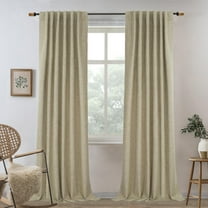 DriftAway 100% Blackout Linen Curtains for Bedroom 96 Inches Long Farmhouse Thermal Insulated 3 Inch Rod Pocket Back Tab Full Light Blocking 2 Panels for Living Room Nursery