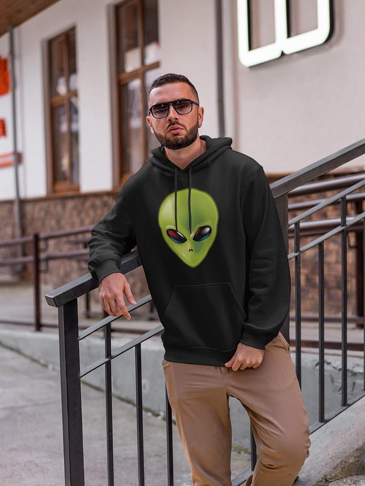 Smartprints Cool Green Alien Head Design Hoodie, Men's Large