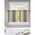 thumbnail image 5 of Colorful Stripes Tier Curtains 36 Inch Length,Sheer Curtains for Bedroom Living Room Window Modern Abstract Art Vertical Striped Small Half Window Kitchen Curtains & Drapes 27.5"x36" 2 Panels, 5 of 6