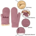 thumbnail image 5 of CUZIBR Winter Gloves Women Soft Fuzzy Lined Warm Knitted Mittens Finger Solid Color Thermal Cozy Thick Handwear For Running Driving Hiking, 5 of 9