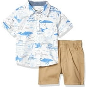 Kids Headquarters Boys 12-24 Months Whale Woven Short Set (Blue 12 Months)