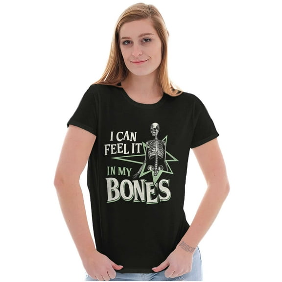 Halloween I Can Feel It In My Bones Womens Slim Fit Graphic Tee Brisco Brands S