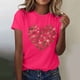 thumbnail image 2 of Primavera Top Mujeres de Moda de Cuello Redondo con Patrones de Corazón de Manga Corta Camiseta Top para Uso Diario Y de Fiesta, 2 of 5