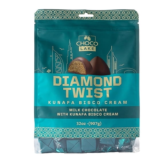ChocoLake Diamond Twist Kunafa Bisco Cream Chocolates, 32 oz