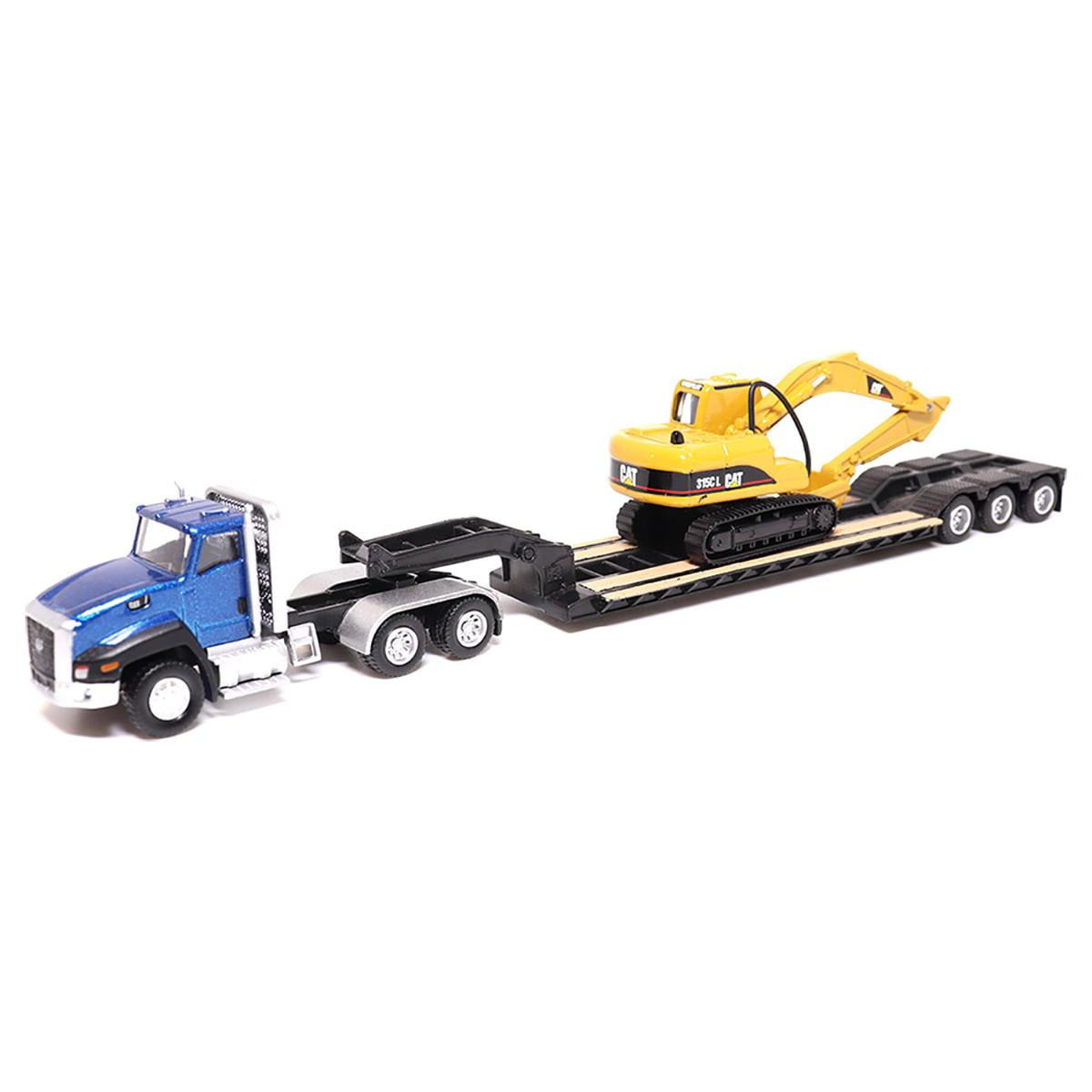 ミニカー CAT Diecast Masters 1/87 Semi Truck with Lowboy and Caterpillar
