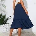 thumbnail image 6 of Efsteb Summer Skirts for Women Elastic Waist Drawstring Pleated Skirt Fashion Comfy Casual Solid Color Skirts (Navy,M), 6 of 6