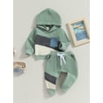 thumbnail image 2 of Inevnen Toddler Baby Boy Clothes Fall Winter Outfits Color Block Hoodie Sweatshirt Tops Jogger Pants Set, 2 of 8
