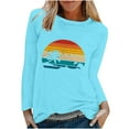 thumbnail image 1 of Pompotops Mode Femmes Printemps Imprimé Manches Longues Col Rond Casual Tee Tops Dégagement, 1 of 5