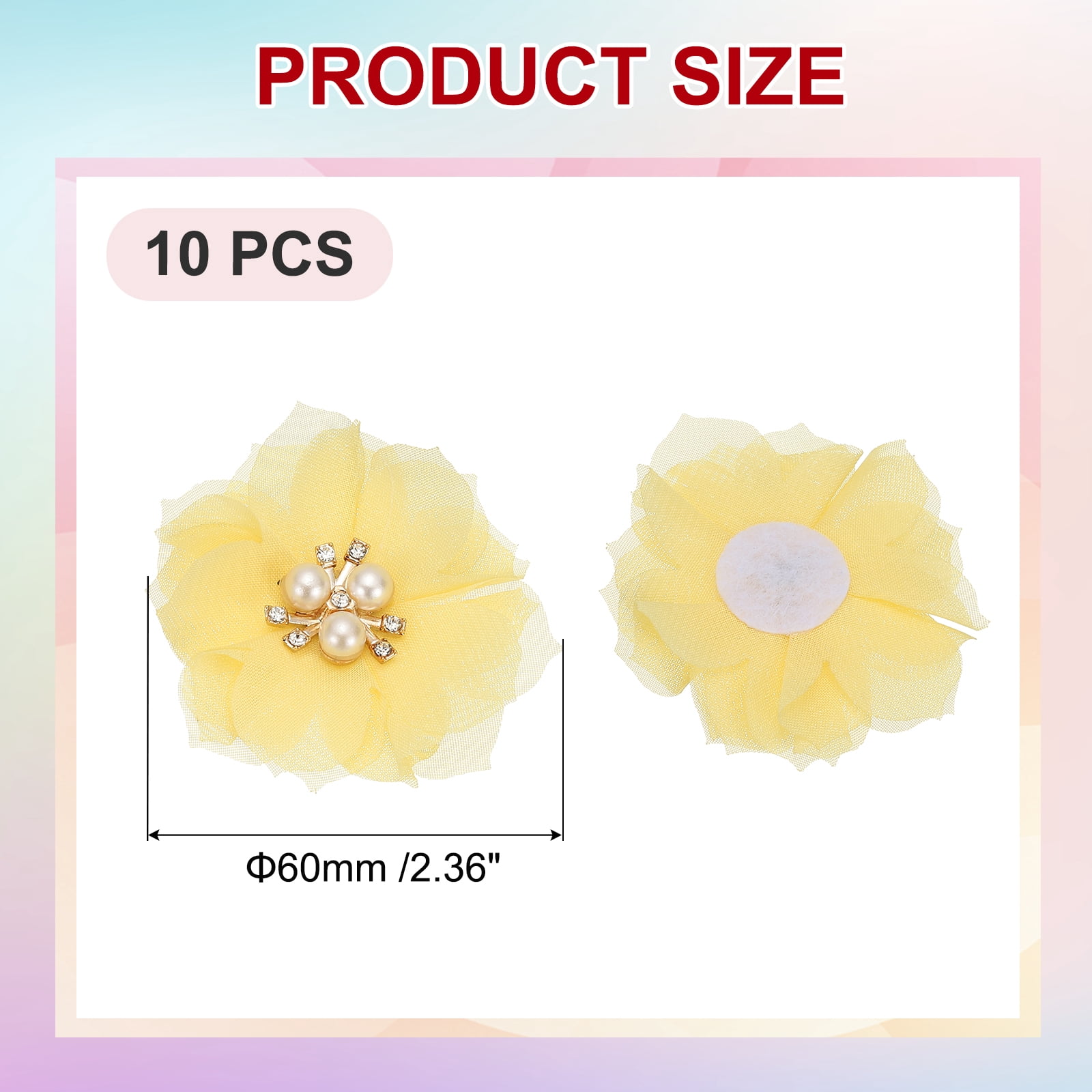 Unique Bargains Chiffon Flower Appliques for DIY Craft Clothing Wedding Yellow