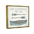thumbnail image 5 of Stupell Industries Life Better At Lake Rustic Canoe Ores Grain Pattern Graphic Art Metallic Gold Floating Framed Canvas Print Wall Art, Design by Daphne Brissonnet, 5 of 5