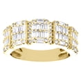 thumbnail image 2 of 10K Yellow Gold Round & Baguette Diamond 8mm Statement Wedding Band Ring 1.65 CT, 2 of 5