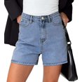thumbnail image 2 of Pantalones cortos vaqueros MODARANI de cintura media alta azules para mujer, talla M, 2 of 4