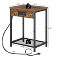 thumbnail image 3 of End Table Set of 2 with Charging Station, Rustic Modern Side Table with USB Ports and Power Outlets, Nightstand for Bedroom Living Room Farmhouse Brown, 3 of 7